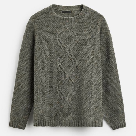 ZARA Men Cable Knit Sweater Gray Green SZ XL - Picture 1 of 16